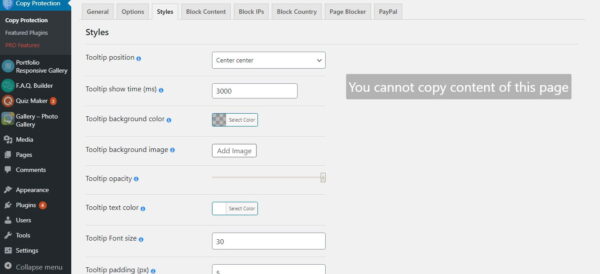 WordPress Copy Content Protection Pro Original
